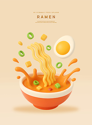 PSD 편집이미지 그릇 디자인 음식 컬러 재료 그래픽 3D 계란 라면 오픈 맛 스플래쉬 편집3D 식기 컨셉 알 면류 디지털합성 파일형식