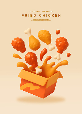 PSD 편집이미지 음식 디저트 요리 상자 식사 치킨 소스 맛 배송 색감 바삭바삭 편집3D 컨셉 3D 양념 닭고기요리 파일형식