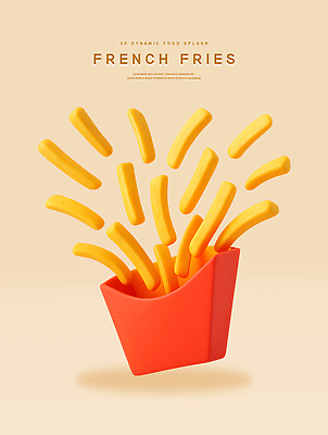 PSD 편집이미지 디자인 예술 음식 컬러 패턴 감자 그래픽 빨간색 3D 튀김 표현 용기 효과 편집3D 그릇 무늬 채소 디지털합성 파일형식