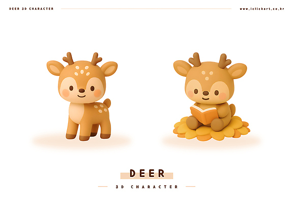 PSD 동물 편집이미지 디자인 어린이 놀이 사슴 3D캐릭터 장식 책 귀여움 읽기 사슴캐릭터 아기사슴 편집3D 캐릭터 새끼 동물캐릭터 컨셉 포유류 모션 사람 3D 파일형식