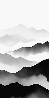 JPG 모양 구름 디자인 예술 곡선 일러스트 자연 산 흑백 풍경 고요 물감 안개 표현 심플 부드러움 조화 뷰티풀 웅장함 국내일러스트 AI일러스트 AI콘텐츠 자연요소 선 날씨 촬영기법 미술도구 감각 생태계 파일형식