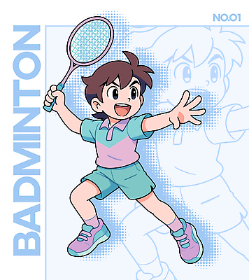 어린이 스포츠 포즈 일러스트 공 웃음 소년 여름 운동복 운동 경쟁 활발 게임 라켓 집중 즐거움 배드민턴 액티비티 일러캐릭터 AI파일 캐릭터 옷 계절 남자 감정 스포츠용품 컨셉 놀이 표정 건강 사람 구기 파일형식 벡터