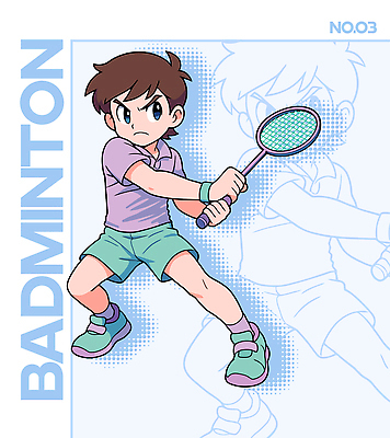 남자 어린이 스포츠 일러스트 모션 놀이 소년 취미 여름 파란색 운동복 운동 경쟁 라켓 집중 준비 배드민턴 스매싱 일러캐릭터 AI파일 캐릭터 옷 계절 스포츠용품 컬러 컨셉 건강 사람 구기 파일형식 벡터