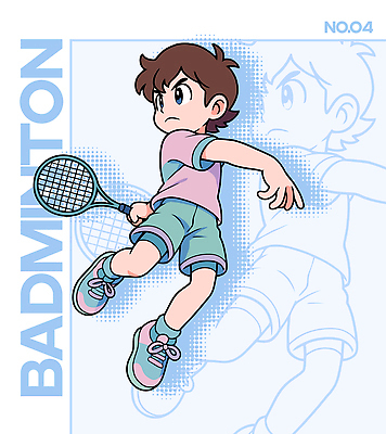 스포츠 일러스트 모션 운동선수 경기 소년 운동 점프 경쟁 에너지 라켓 스윙 연습 역동적 열정 배드민턴 대회 액션 일러캐릭터 AI파일 캐릭터 남자 감정 어린이 스포츠용품 포즈 컨셉 건강 구기 파일형식 벡터