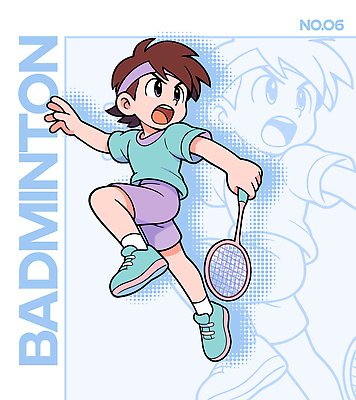 캐릭터 어린이 스포츠 일러스트 모션 건강 소년 운동 점프 활발 라켓 체육 즐거움 배드민턴 액션 일러캐릭터 AI파일 남자 감정 스포츠용품 컨셉 사람 구기 파일형식 벡터