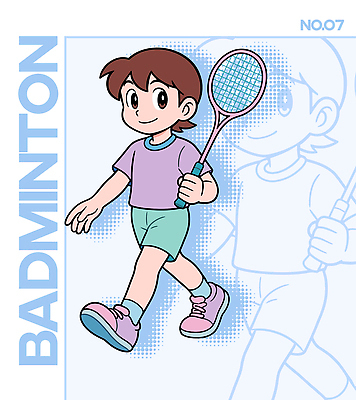 캐릭터 초등학생 어린이 스포츠 일러스트 모션 건강 취미 레포츠 운동 걷기 성장 게임 라켓 즐거움 배드민턴 일러캐릭터 AI파일 학생 감정 스포츠용품 놀이 레저 사람 구기 파일형식 벡터