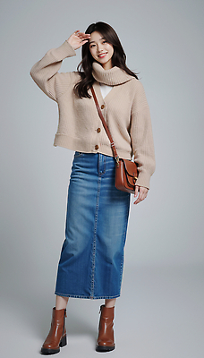 JPG 모델 편집이미지 패션 포즈 부츠 웃음 치마 유행 편안함 진 즐거움 니트 초봄 의료성형뷰티 스타일 편집실사 AI인물포토 AI콘텐츠 감정 신발 상의 하의 표정 봄 감각 CG 파일형식 AI포토