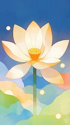 JPG 식물 꽃잎 꽃 예술 백그라운드 일러스트 자연 하늘 연꽃 풍경 여름 고요 우아함 조화 뷰티풀 색감 국내일러스트 AI일러스트 AI콘텐츠 계절 컨셉 생태계 파일형식