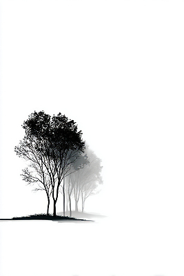 JPG 나무 식물 편집이미지 자연 아침 흑백 그림자 풍경 고요 공간 안개 비교 숲 그늘 이미지편집 AI컴퓨터그래픽 AI콘텐츠 주간 컨셉 날씨 촬영기법 생태계 파일형식