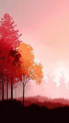 JPG 나무 편집이미지 여유 컬러 단풍 자연 아침 풍경 빨간색 햇빛 노란색 고요 산책 안개 가을 숲 이미지편집 AI컴퓨터그래픽 AI콘텐츠 주간 식물 계절 감정 잎 날씨 휴식 태양 생태계 파일형식