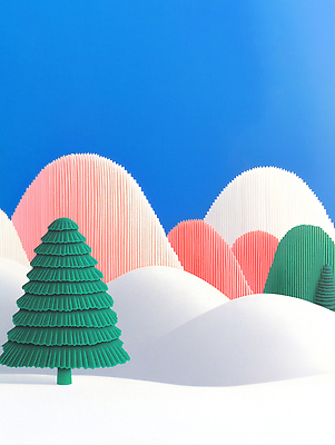 JPG 나무 편집이미지 디자인 예술 컬러 백그라운드 겨울 자연 하늘 산 형상 풍경 장식 파란색 눈 언덕 심플 조화 테마 미니멀 이미지편집 AI컴퓨터그래픽 AI콘텐츠 자연요소 식물 계절 날씨 생태계 파일형식