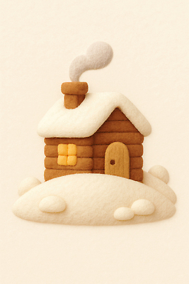 JPG 편집이미지 겨울 자연 주택 눈꽃 따뜻함 굴뚝 풍경 흰색 눈 연기 편안함 목조 나무집 펠트 편집실사 AI컴퓨터그래픽 AI콘텐츠 자연요소 계절 컬러 날씨 눈_날씨 건물 감각 CG 생태계 파일형식 천_직물