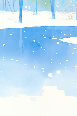 JPG 나무 컬러 겨울 일러스트 자연 아침 풍경 물 강 반사 얼음 고요 흰색 눈 물가 차가움 숲 조용 뷰티풀 국내일러스트 AI일러스트 AI콘텐츠 주간 자연요소 식물 계절 날씨 생태계 파일형식