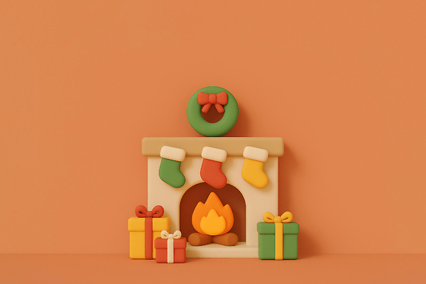 JPG 편집이미지 행복 감정 컬러 크리스마스 불꽃 양말 따뜻함 선물 장식 인테리어 축제 분위기 편안함 벽난로 연말 편집3D AI컴퓨터그래픽 AI콘텐츠 디자인 기념일 컨셉 불 3D 감각 파일형식