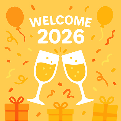기념일 감정 음료 컬러 일러스트 새해 기념 선물 장식 노란색 파티 축제 모임 축하 즐거움 풍선 세레모니 연말 카운트다운 2026년 국내일러스트 AI파일 컨셉 이벤트 연도 파일형식 벡터