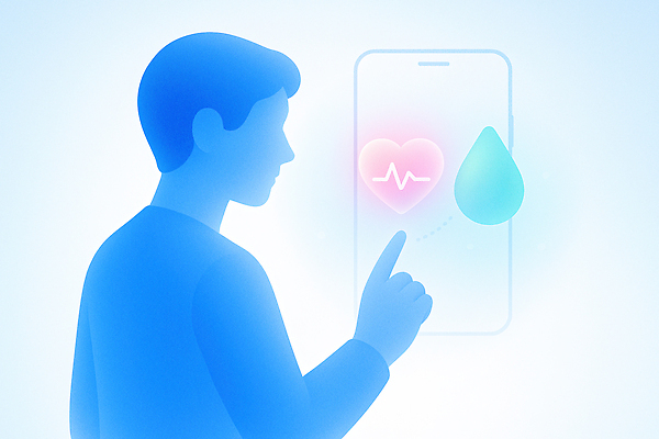 JPG 라이프스타일 남자 일러스트 기술 건강 그래픽 물 스마트폰 디지털 헬스 정보 심장 어플리케이션 맥박 확인 혁명 웨어러블 스타일 국내일러스트 AI일러스트 AI콘텐츠 자연요소 컨셉 의학 사람 생활 핸드폰 스마트기기 운동 장기_의학 파일형식