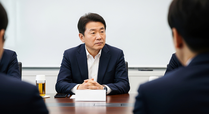 JPG 편집이미지 남자 비즈니스 회의 협력 대화 협상 사무실 듣기 선택 집중 의견 리더쉽 의료성형뷰티 편집실사 AI인물포토 AI콘텐츠 컨셉 모션 말하기 사람 CG 파일형식 AI포토