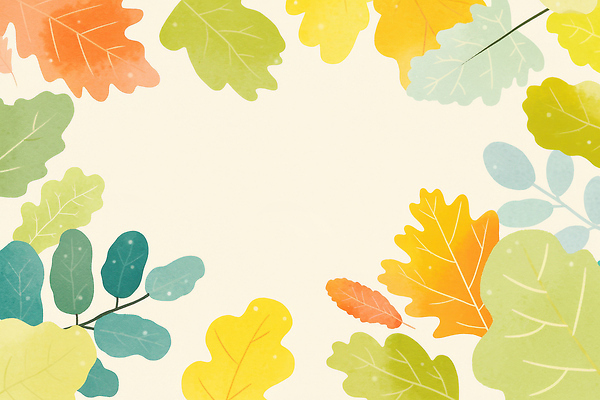 JPG 디자인 계절 컬러 백그라운드 단풍 잎 일러스트 자연 나뭇잎 풍경 초록색 노란색 평화 주황색 가을 그림 청록색 화사함 가벼움 뷰티풀 국내일러스트 AI일러스트 AI콘텐츠 식물 컨셉 무게 생태계 파일형식