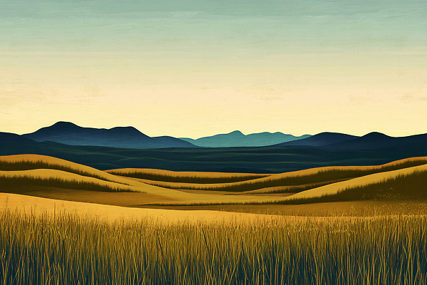 JPG 길 여유 여행 일러스트 자연 하늘 풍경 초원 파란색 평화 일출 고요 일몰 탐험 뷰티풀 풍요 산맥 국내일러스트 AI일러스트 AI콘텐츠 감정 컬러 컨셉 산 노을 생태계 파일형식
