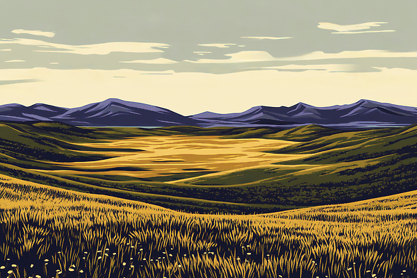 JPG 식물 여행 하늘색 일러스트 자연 하늘 산 풍경 초원 파란색 농장 평화 골짜기 일몰 금색 저녁 언덕 생태계 지평선 국내일러스트 AI일러스트 AI콘텐츠 컬러 컨셉 농업 노을 야간 파일형식