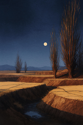 JPG 나무 계절 일러스트 자연 하늘 생명 산 풍경 초원 농장 평화 고요 수확 달 저녁 땅 조용 평야 국내일러스트 AI일러스트 AI콘텐츠 자연요소 식물 컨셉 농업 야간 생태계 파일형식