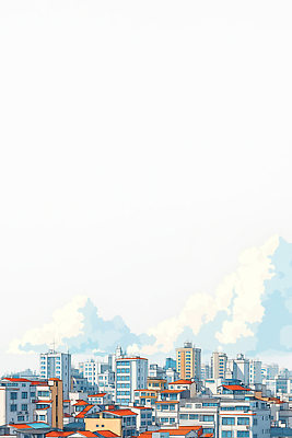 JPG 주간 구름 백그라운드 일러스트 자연 하늘 아침 거리 아파트 풍경 빌딩 건물 평화 도시 모던 조화 국내일러스트 AI일러스트 AI콘텐츠 자연요소 건축물 컨셉 주택 생태계 파일형식