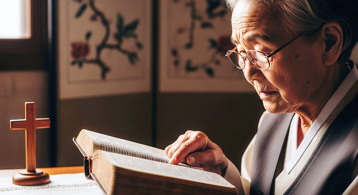 JPG 편집이미지 전통 노년 종교 문화 십자가 라이프 독서 성경 방 교양 명상 조용 이해 의료성형뷰티 편집실사 AI인물포토 AI콘텐츠 종교용품 성인 생활 CG 파일형식 AI포토