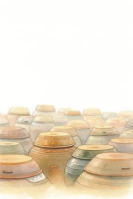 JPG 나무 한국전통 전통 문화 예술 컬러 일러스트 재료 한국 풍경 장식 항아리 시장 크기 공예 장인 핸드메이드 국내일러스트 AI일러스트 AI콘텐츠 식물 아시아 취미 도자기 파일형식