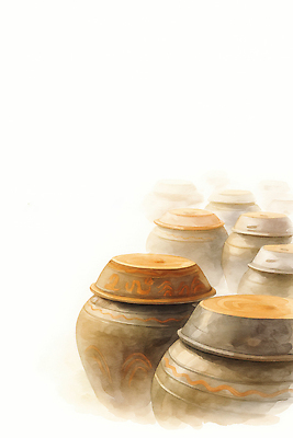 JPG 전통 디자인 문화 예술 일러스트 자연 한국 따뜻함 풍경 장식 고요 항아리 역사 도자기공예 소재 조화 색감 정물화 국내일러스트 AI일러스트 AI콘텐츠 아시아 도자기 공예 그림 생태계 파일형식