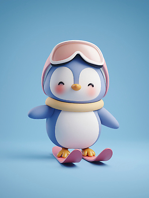 JPG 편집이미지 캐릭터 디자인 컬러 겨울 스키 고글 운동 귀여움 스카프 즐거움 펭귄 아이템 아기자기 편집3D AI컴퓨터그래픽 AI콘텐츠 계절 감정 컨셉 조류 겨울스포츠 건강 3D 목도리 파일형식