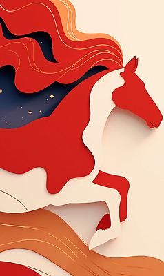 JPG 편집이미지 디자인 별 백그라운드 패턴 모션 빨간색 우주 말_게임 화려 페이퍼아트 그림 조화 색감 창의성 편집실사 병오년 붉은말 AI컴퓨터그래픽 AI콘텐츠 자연요소 컬러 컨셉 무늬 말_동물 CG 파일형식 2026년