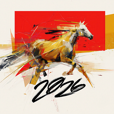 JPG 동물 디자인 예술 컬러 백그라운드 일러스트 모션 추상 빨간색 달리기 금색 표현 말_게임 속도 그림 생동감 창의성 2026년 국내일러스트 병오년 붉은말 AI일러스트 AI콘텐츠 무늬 말_동물 연도 파일형식