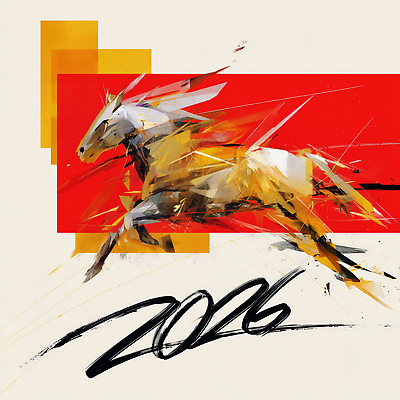 JPG 디자인 감정 예술 상징 컬러 백그라운드 일러스트 추상 미래 달리기 표현 속도 그림 역동적 이미지 강렬 창의성 2026년 기마병 국내일러스트 병오년 붉은말 AI일러스트 AI콘텐츠 컨셉 무늬 모션 군인 말_동물 연도 파일형식