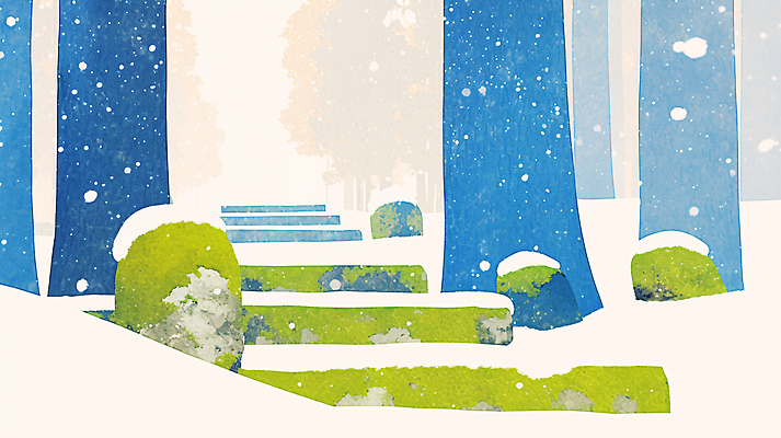 JPG 나무 식물 계절 겨울 일러스트 자연 풍경 파란색 평화 산책로 흰색 눈 숲 신비 힐링 눈길 뷰티풀 눈덮임 국내일러스트 AI일러스트 AI콘텐츠 자연요소 길 컬러 컨셉 날씨 눈_날씨 생태계 파일형식