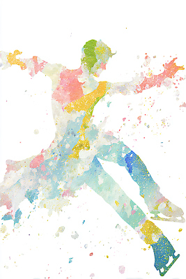 JPG 남자 예술 스포츠 컬러 일러스트 모션 수채화 얼음 스케이트 표현 춤 화려 차가움 뷰티풀 빙상 색채 창의성 국내일러스트 AI일러스트 AI콘텐츠 자연요소 스포츠용품 컨셉 문화예술 사람 파일형식