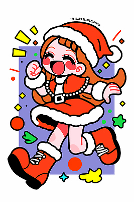 캐릭터 계절 기념일 감정 컨셉 크리스마스 장신구 모션 이벤트 파일형식 벡터 산타클로스 즐거움 축제 달리기 귀여움 컬러 그림 오브젝트 리본 머리핀 겨울 전통 파티 디자인 표현 AI파일 일러스트 일러캐릭터