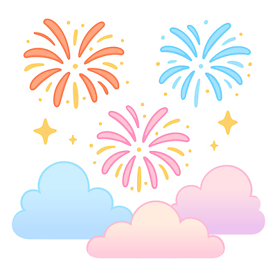 모양 구름 디자인 컬러 일러스트 자연 하늘 불꽃놀이 밝음 이벤트 장식 축제 기쁨 화려 분위기 즐거움 뷰티풀 순간 파스텔톤 자극 국내일러스트 AI파일 자연요소 감정 컨셉 놀이 생태계 파일형식 벡터