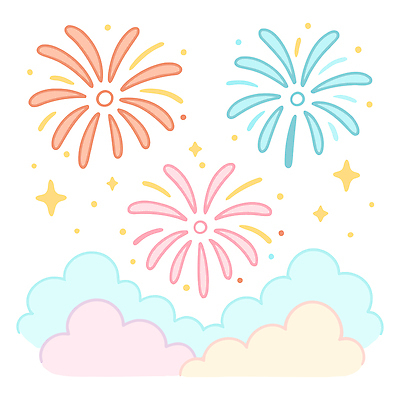 구름 디자인 기념일 감정 별 컬러 일러스트 밤하늘 하늘 불꽃놀이 밝음 이벤트 축제 화려 분위기 장면 뷰티풀 국내일러스트 AI파일 자연요소 컨셉 놀이 야간 파일형식 벡터