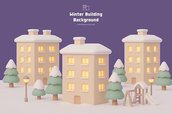 PSD 나무 편집이미지 디자인 백그라운드 크리스마스 겨울 조명 따뜻함 건물 장식 눈 놀이기구 스노우 경관 아기자기 편집3D 자연요소 식물 건축물 계절 기념일 컨셉 날씨 풍경 3D 파일형식