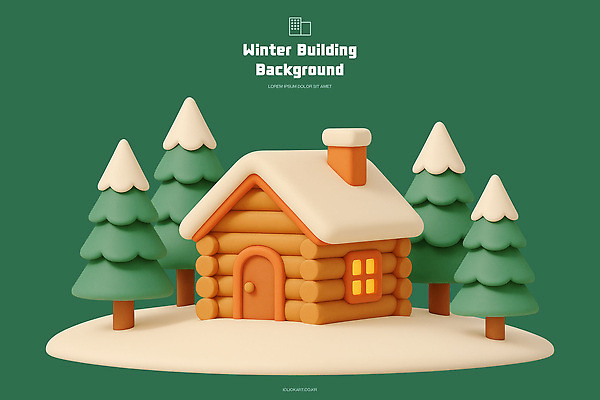 PSD 나무 편집이미지 백그라운드 겨울 자연 조명 주택 풍경 목재 장식 초록색 눈 저녁 편집3D 자연요소 식물 계절 컬러 재료 날씨 건물 3D 야간 생태계 파일형식