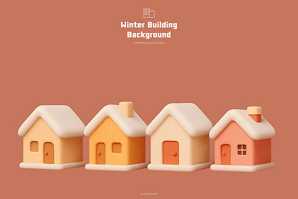 PSD 편집이미지 건축물 디자인 컬러 백그라운드 겨울 주택 장식 분위기 차가움 오브젝트 아기자기 편집3D 계절 건축 컨셉 건물 3D 파일형식