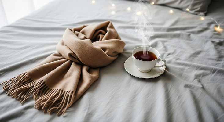 JPG 편집이미지 겨울 휴식 조명 주택 실내 따뜻함 스카프 분위기 차 편안함 커피잔 담요 베이지색 편집실사 AI포토 AI콘텐츠 계절 커피 음료 컬러 컨셉 잔 내부 건물 목도리 감각 CG 파일형식