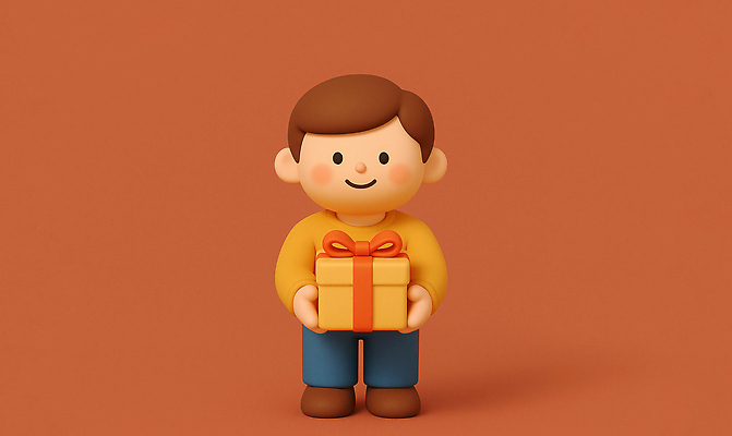 JPG 모양 편집이미지 행복 어린이 포즈 백그라운드 선물 미소 상자 장난감 귀여움 주황색 기쁨 스웨터 기부 편집3D AI컴퓨터그래픽 AI콘텐츠 감정 컬러 컨셉 상의 표정 사람 3D 파일형식