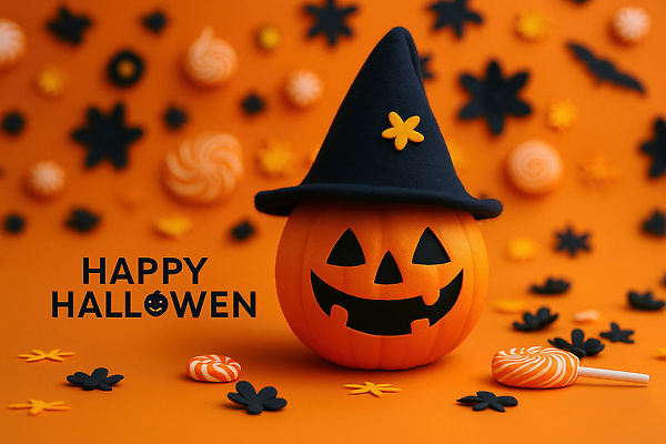 JPG 편집이미지 예술 조각 호박 아이디어 사탕 장식 파티 축제 주황색 할로윈 축하 분위기 창의성 테마 이미지편집 AI컴퓨터그래픽 AI콘텐츠 컬러 컨셉 채소 디저트 이벤트 파일형식