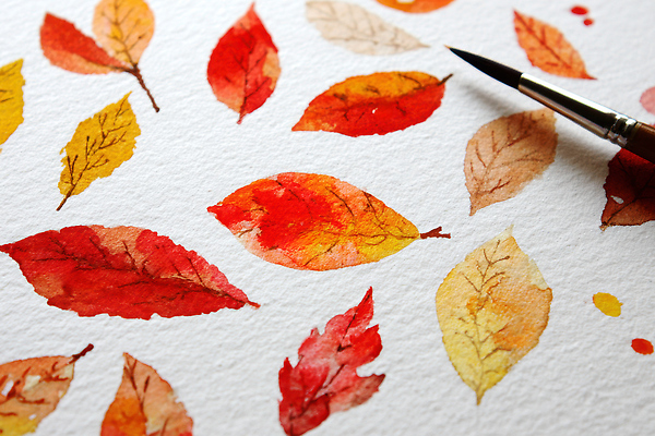 JPG 편집이미지 디자인 계절 예술 컬러 낙엽 잎 자연 수채화 취미 물감 가을 붓 그림 창작 편집실사 AI포토 AI콘텐츠 식물 미술도구 CG 생태계 파일형식