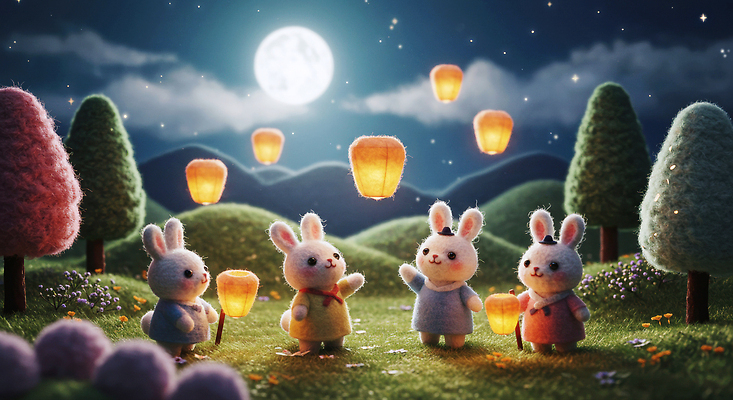 JPG 나무 편집이미지 전통 자연 하늘 동화 장식 평화 축제 등불 토끼 밤 언덕 즐거움 순간 편집실사 AI컴퓨터그래픽 AI콘텐츠 식물 감정 컨셉 포유류 조명 반려동물 견과류 CG 생태계 파일형식