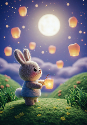 JPG 동물 편집이미지 캐릭터 별 야경 자연 하늘 풍경 잔디 초원 귀여움 꿈 등불 토끼 달빛 편집실사 AI컴퓨터그래픽 AI콘텐츠 자연요소 식물 컨셉 포유류 조명 반려동물 달 야간 CG 생태계 파일형식 풍경_경치