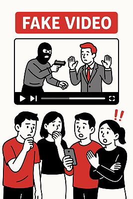 일러스트 경고 안전 여러명 놀람 정보 사회 범죄 무서움 언론 영상 심리 소통 반응 진짜 짝퉁 가짜뉴스 국내일러스트 AI파일 감정 다수 컨셉 표정 사람 공동체 파일형식 벡터