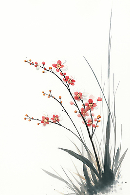 JPG 식물 꽃잎 꽃 화초 예술 잎 일러스트 자연 생명 풍경 봄 성장 그림 매화 감성 조화 뷰티풀 색감 접착풀 국내일러스트 AI일러스트 AI콘텐츠 계절 컨셉 문구용품 풀_접착제 생태계 파일형식