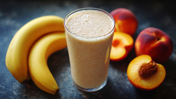 JPG 편집이미지 음료 다이어트 과일 탁자 잔 바나나 건강 요리 신선 아침식사 복숭아 스무디 맛있는 편집실사 AI포토 AI콘텐츠 영양군 식기 가구 식사 경상북도 CG 파일형식